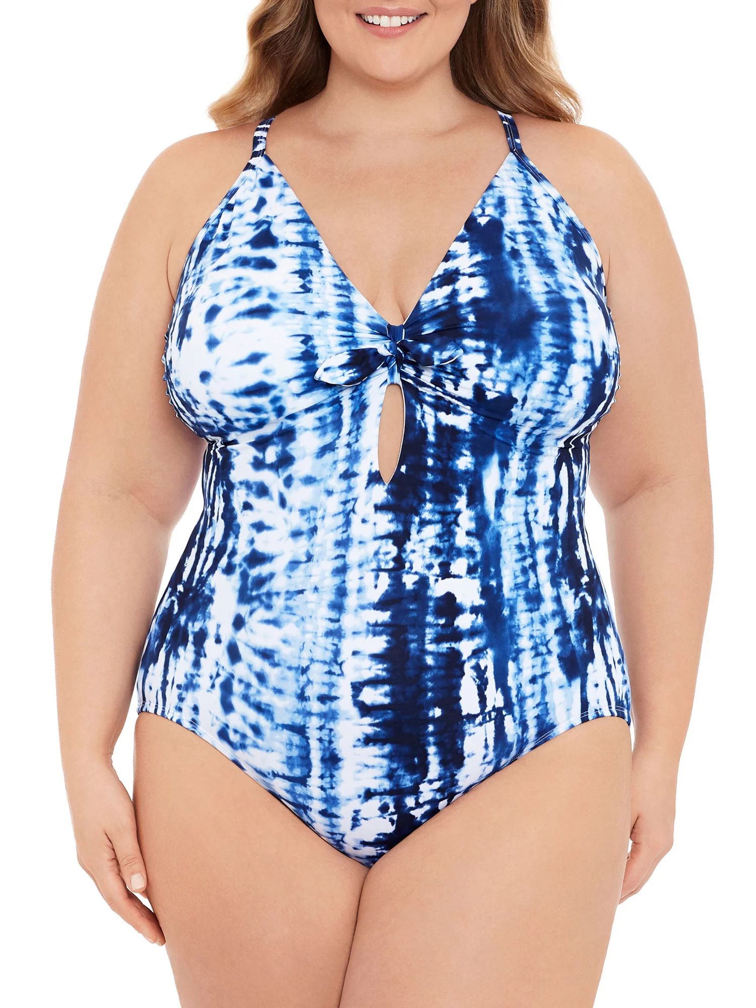 Time and Tru Women’s and Women's Plus Vertical Tie Dye One Piece Swimsuit - Walmart.com | Walmart (US)