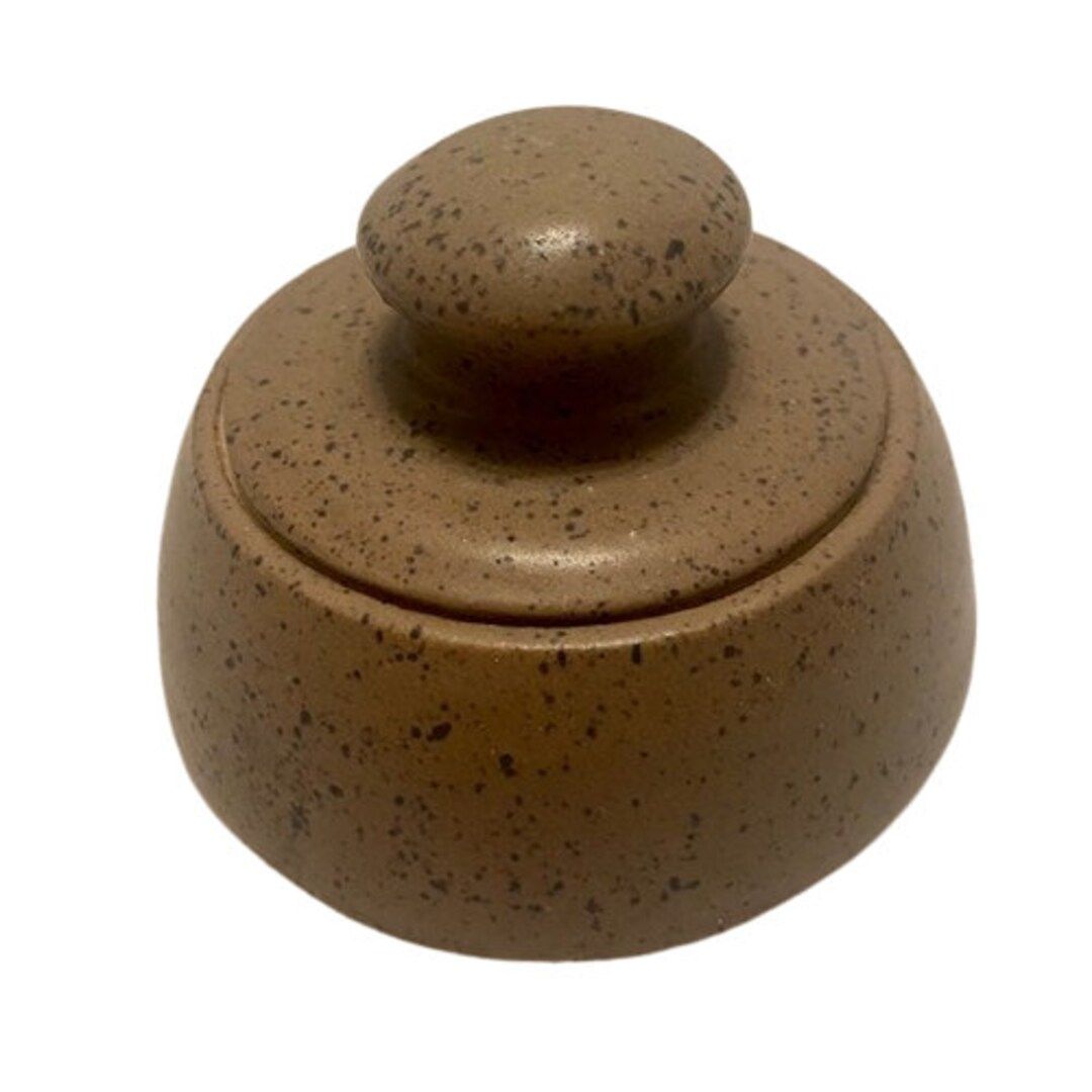 Stoneware Trinket Dish Jar Lidded Speckle Glaze Handmade Ceramic Vintage 1970s Jewelry Sugar Bowl... | Etsy (US)