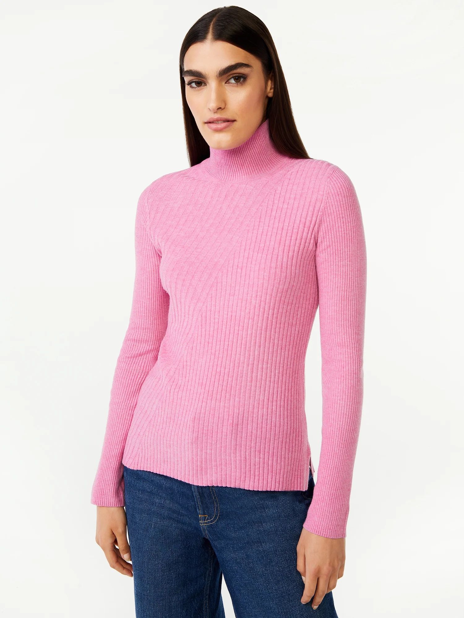 Free Assembly Women’s Diagonal Stitch Turtleneck Sweater - Walmart.com | Walmart (US)