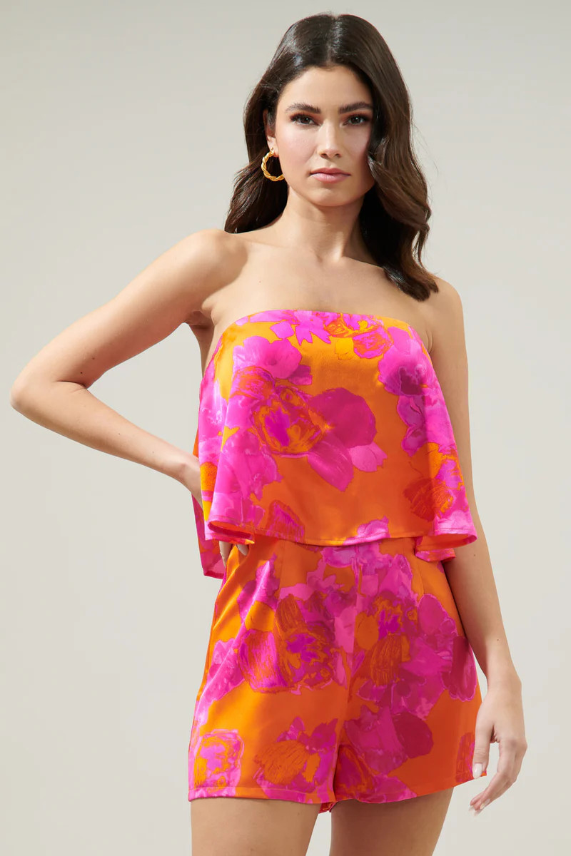 Mai Tai Floral Strapless Romper | Sugarlips