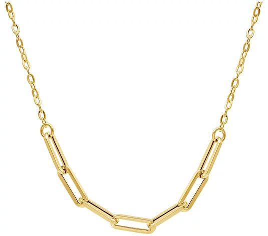 14K Gold Oval Paperclip Link Chain Necklace - QVC.com | QVC