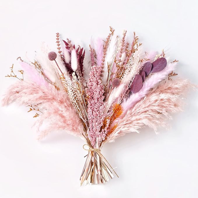 MUYEJI Natural Dried Pampas Grass Bouquet | 17 Inch Blush Pink Pampas Grass Decor Dried Flower Ar... | Amazon (US)