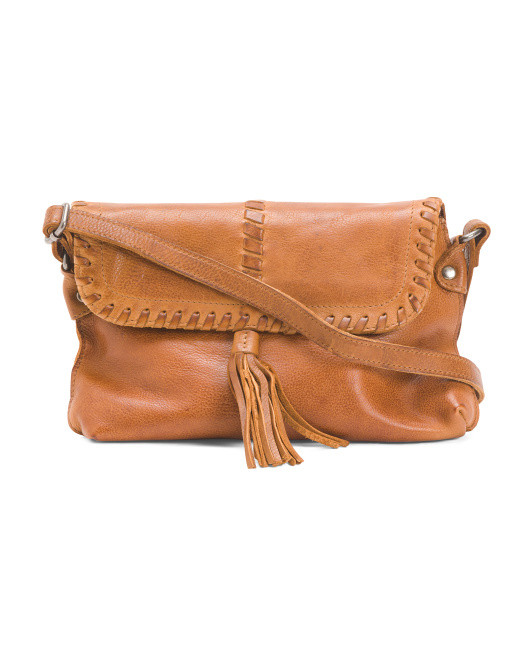Leather Freya Whipstitch Crossbody | TJ Maxx