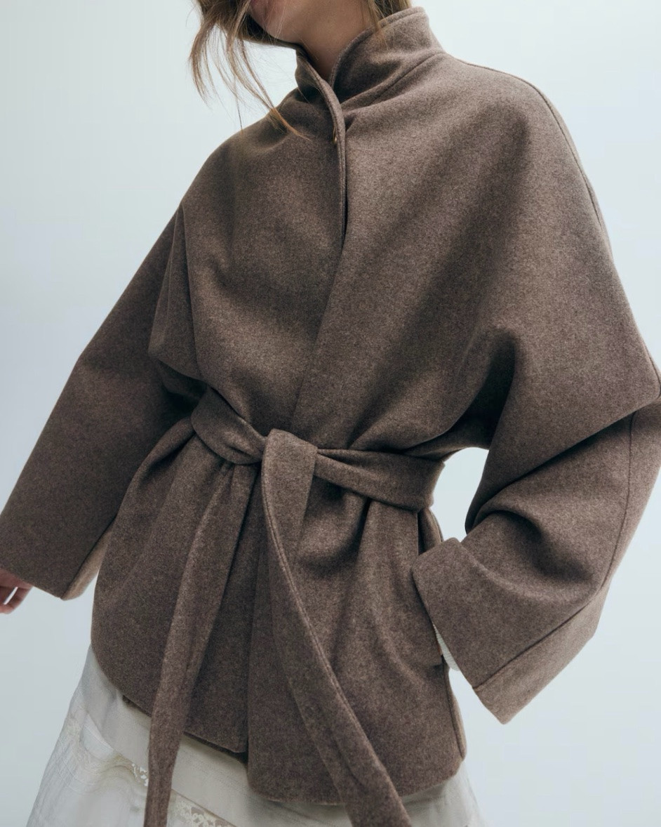 Taupe brown tie belt coat

#LTKSeasonal
