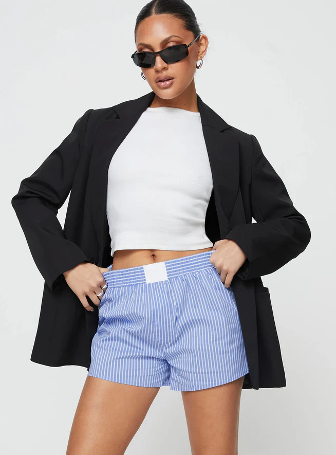 Cobain Shorts Blue Stripe | Princess Polly US