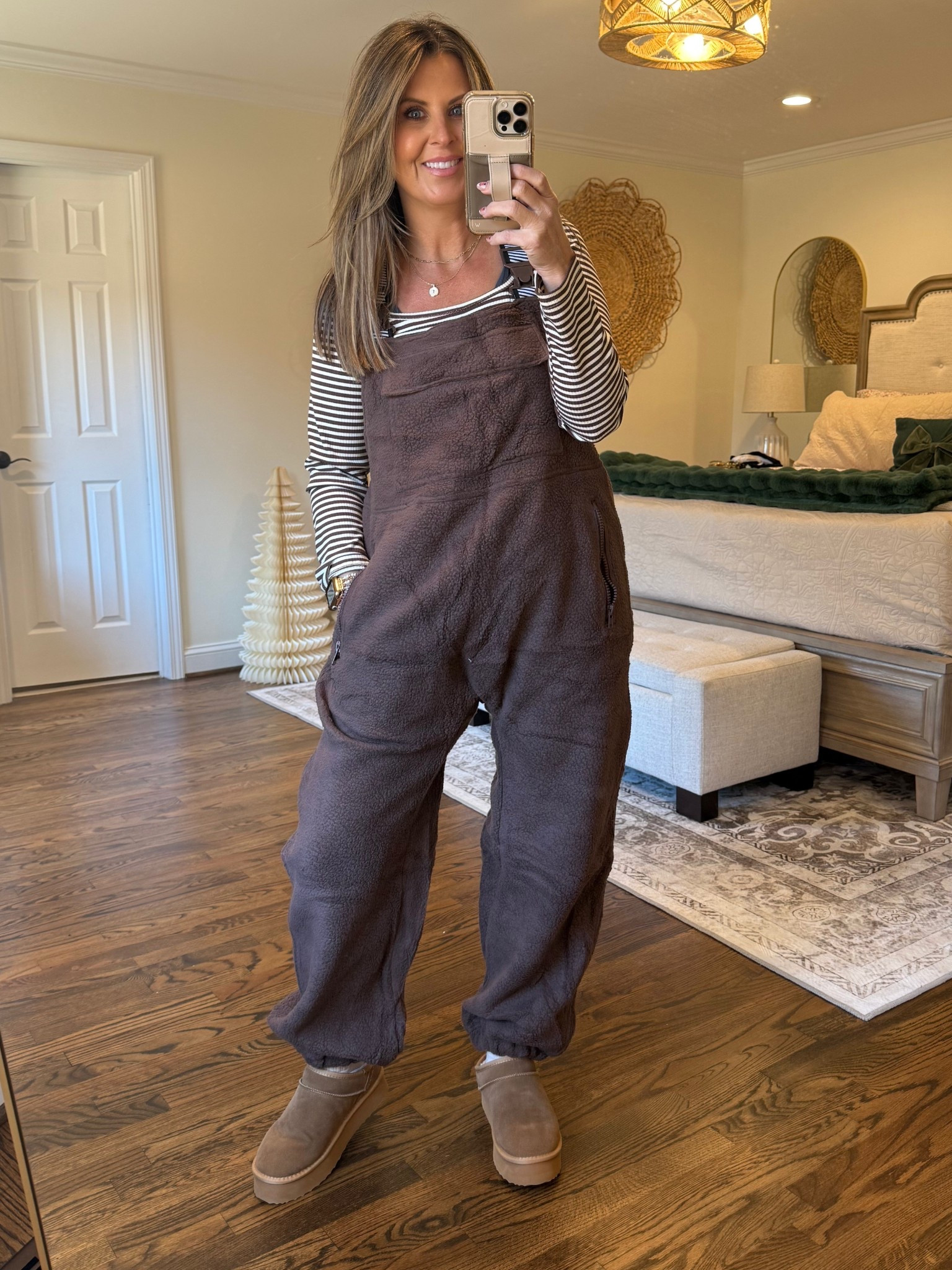 Striped layering tee + teddy overalls + platform minis = effortless cozy 🐻✨ #LTKstyle #LTKunder100 

#LTKGiftGuide #LTKootd #LTKSeasonal