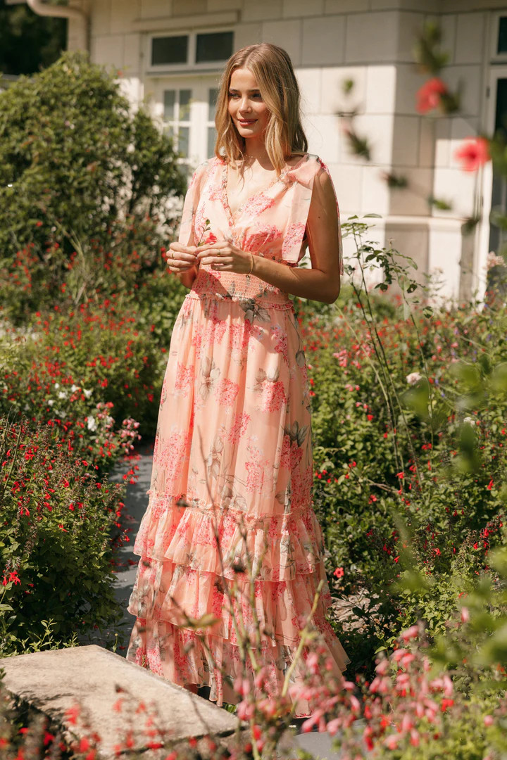 Fionna Maxi Dress - Peach Floral | Petal & Pup (US)