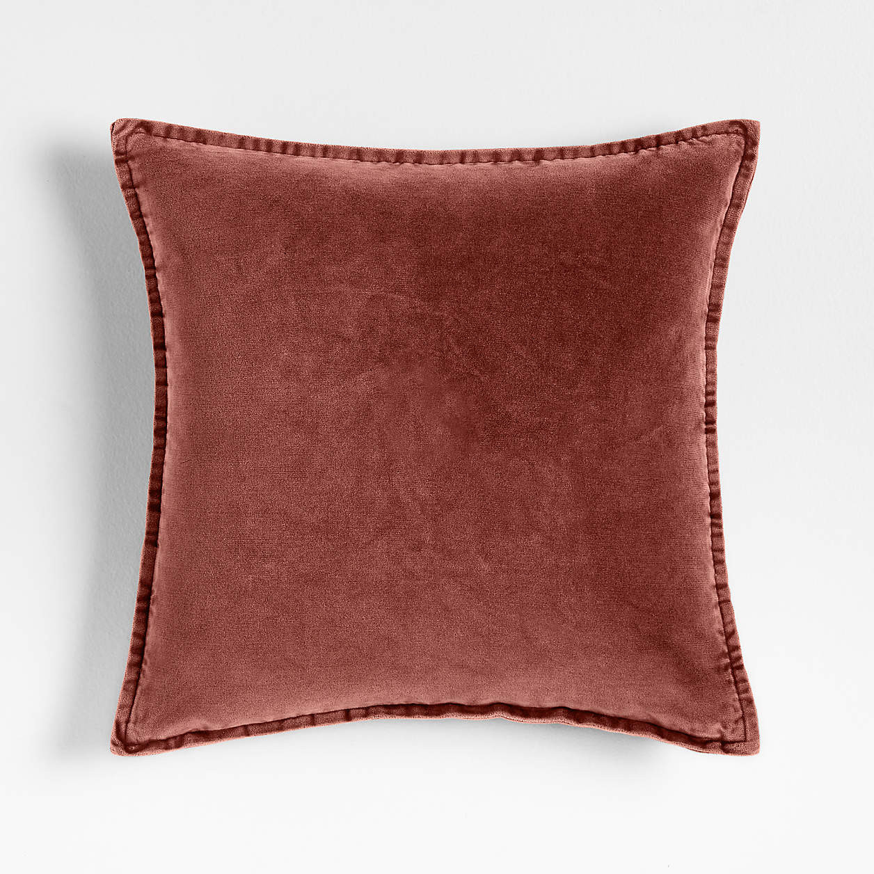 Relaxed Washed Organic Cotton Velvet 20"x20" Luminous Red Throw Pillow Cover + Reviews | Crate & ... | Crate & Barrel