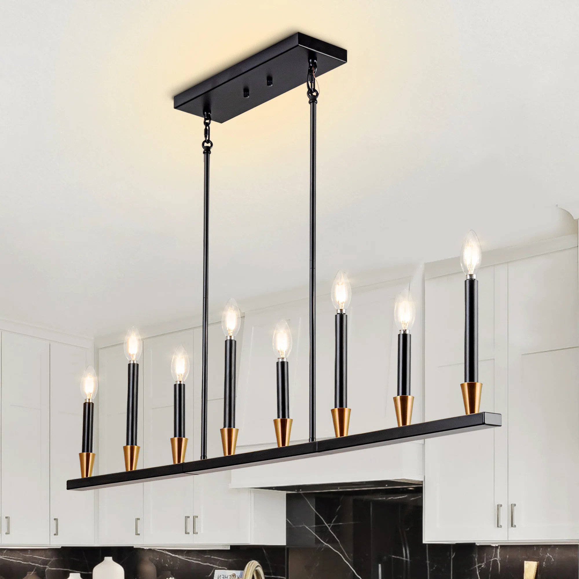 Raghid 8-Light Dining Room Black Chandelier Kitchen Island Lighting Dining Room Light Fixture | Wayfair North America