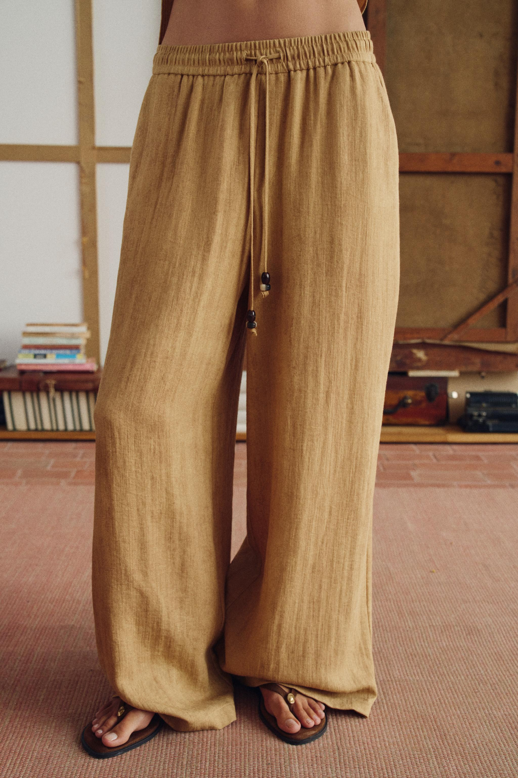 DRAWSTRING WIDE LEG PANTS | Zara US