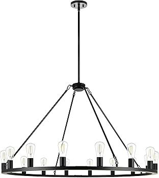 Linea di Liara Sonoro Black Chandelier Dining Room Light Fixture Extra Large Wagon Wheel Chandeli... | Amazon (US)