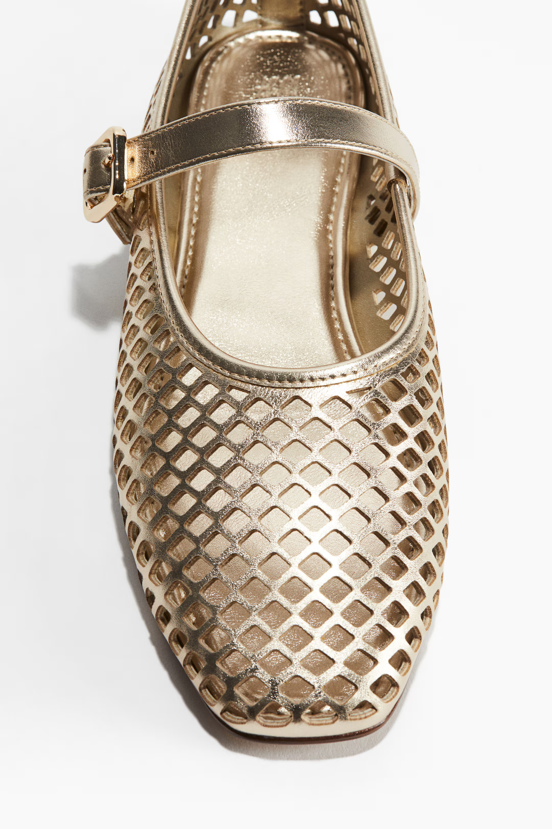 Perforated Mary Jane ballet pumps - Gold-coloured - Ladies | H&M GB | H&M (UK, MY, IN, SG, PH, TW, HK)