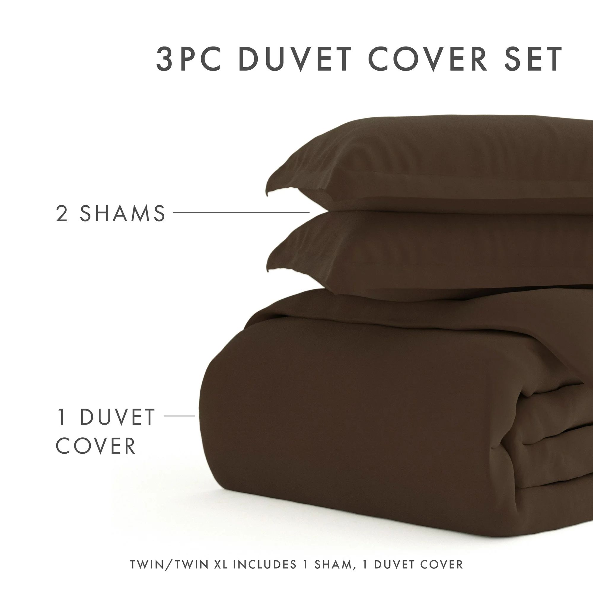 Noble Linens 3-Piece Chocolate Duvet Cover Set, Full/Queen | Walmart (US)