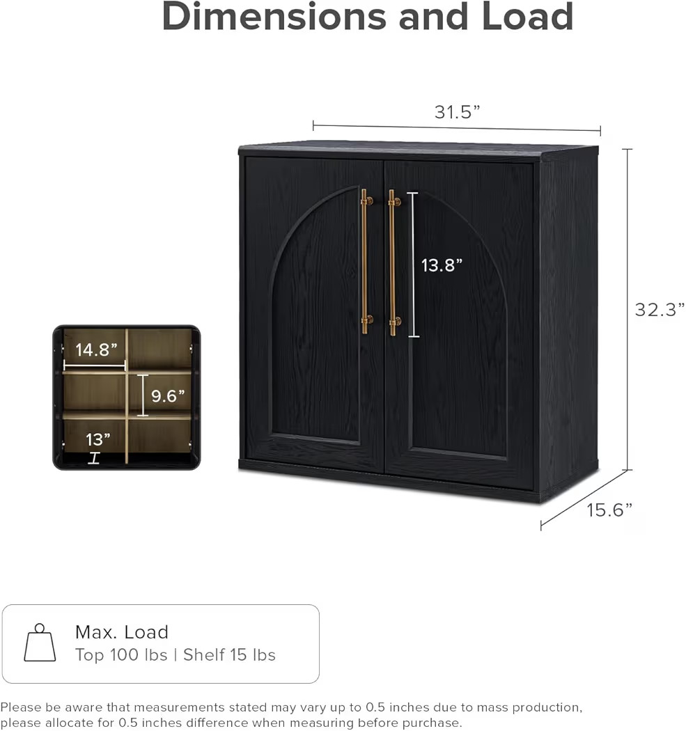 mopio Blake Storage Cabinet, Small Modular Accent Display Sideboard Buffet Cabinet with Storage, ... | Amazon (US)