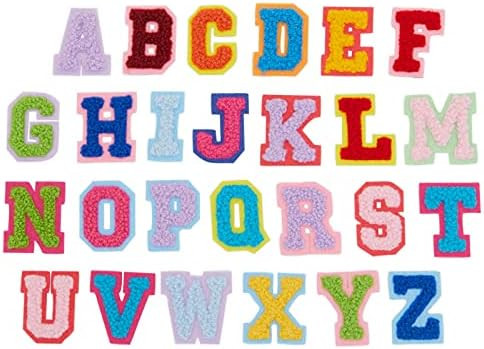 Iron On Embroidery Patches for Jackets, A-Z Varsity Letters (1.3x1.4 in, 62 Pieces) | Amazon (US)