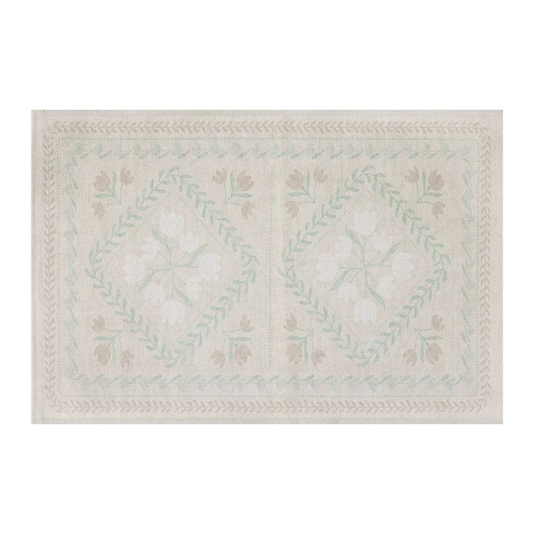 Better Homes & Gardens Neutral Soliel Floral 24" x 36" Accent Rug | Walmart (US)