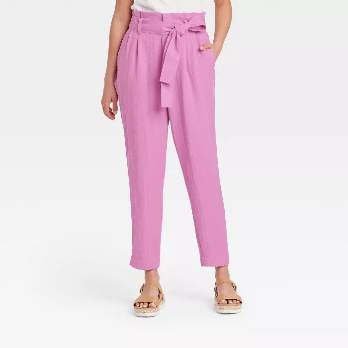 Women's High-Rise Relaxed Fit Paperbag Ankle Pants - A New Day™ Purple | Target