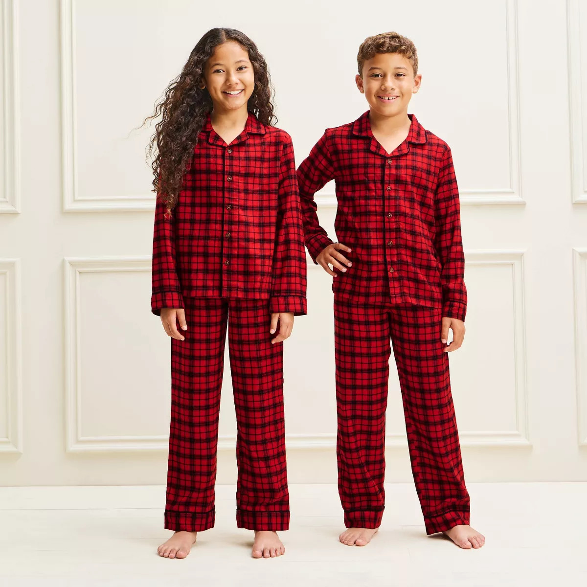 Kids' Holiday Plaid Flannel Matching Family Pajama Set - Wondershop\u2122 Red/Black XL | Target