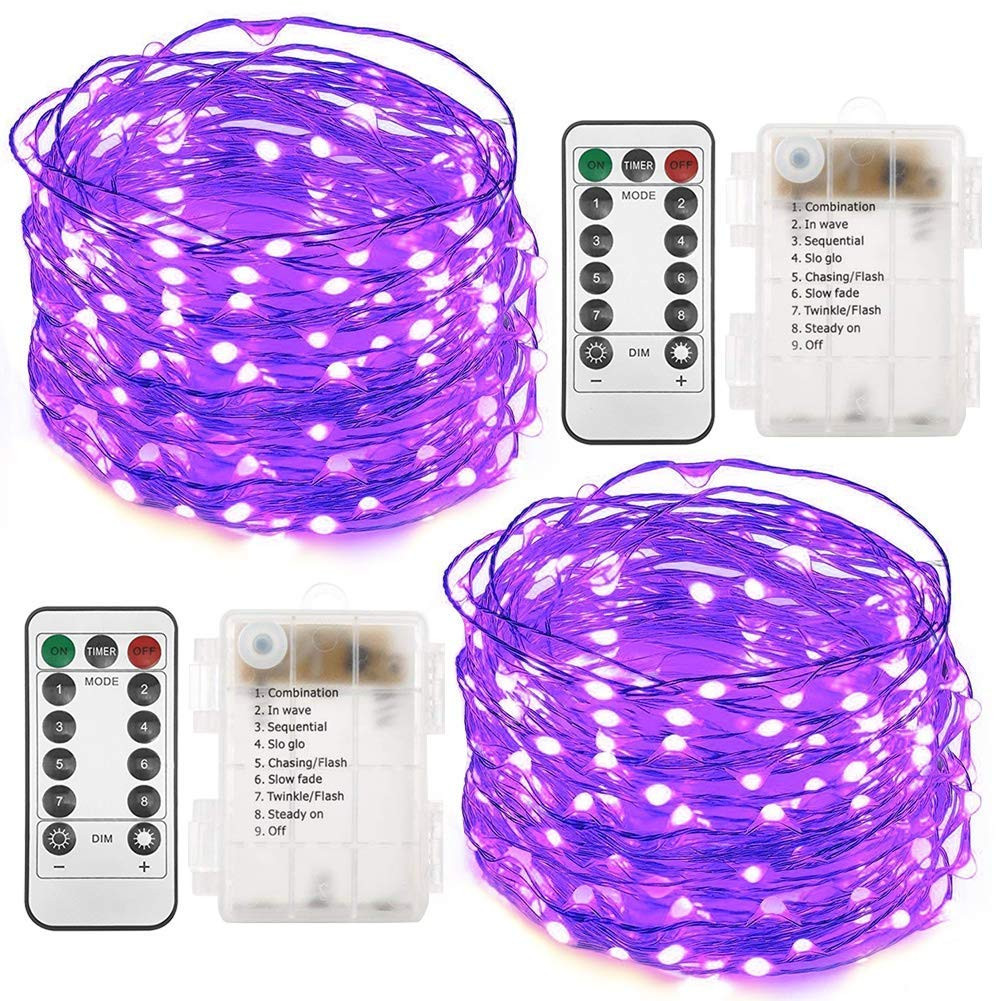 Twinkle Star 2 Pack Halloween Fairy Lights Battery Operated, Total 66 ft 200 Led String Lights Re... | Amazon (US)