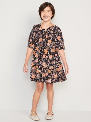 Puff-Sleeve Tiered Floral-Print Swing Dress for Girls | Old Navy (US)