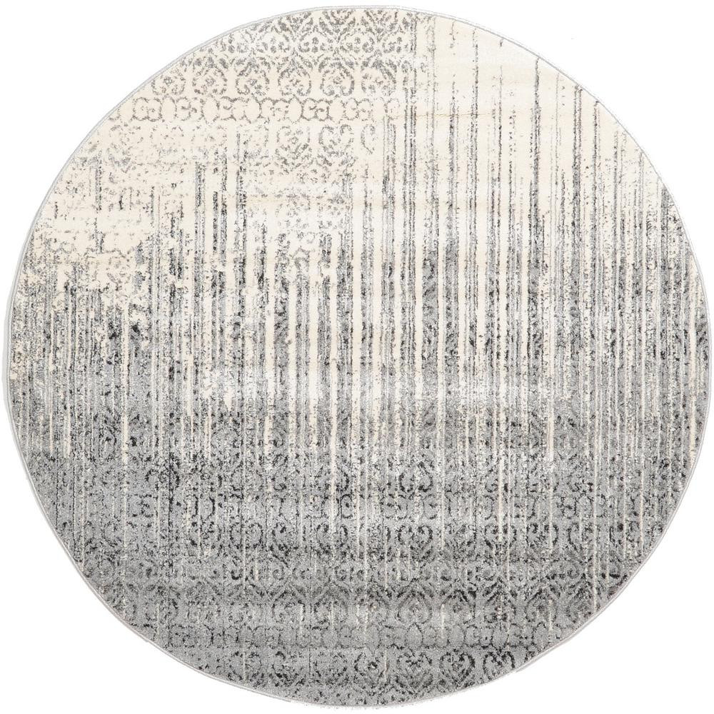 Unique Loom Del Mar Jennifer Gray 6' 0 x 6' 0 Round Rug | The Home Depot