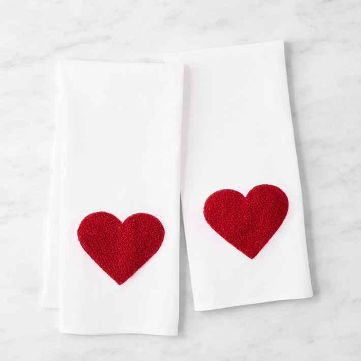 Embroidered Heart Towels, Set of 2 | Williams-Sonoma