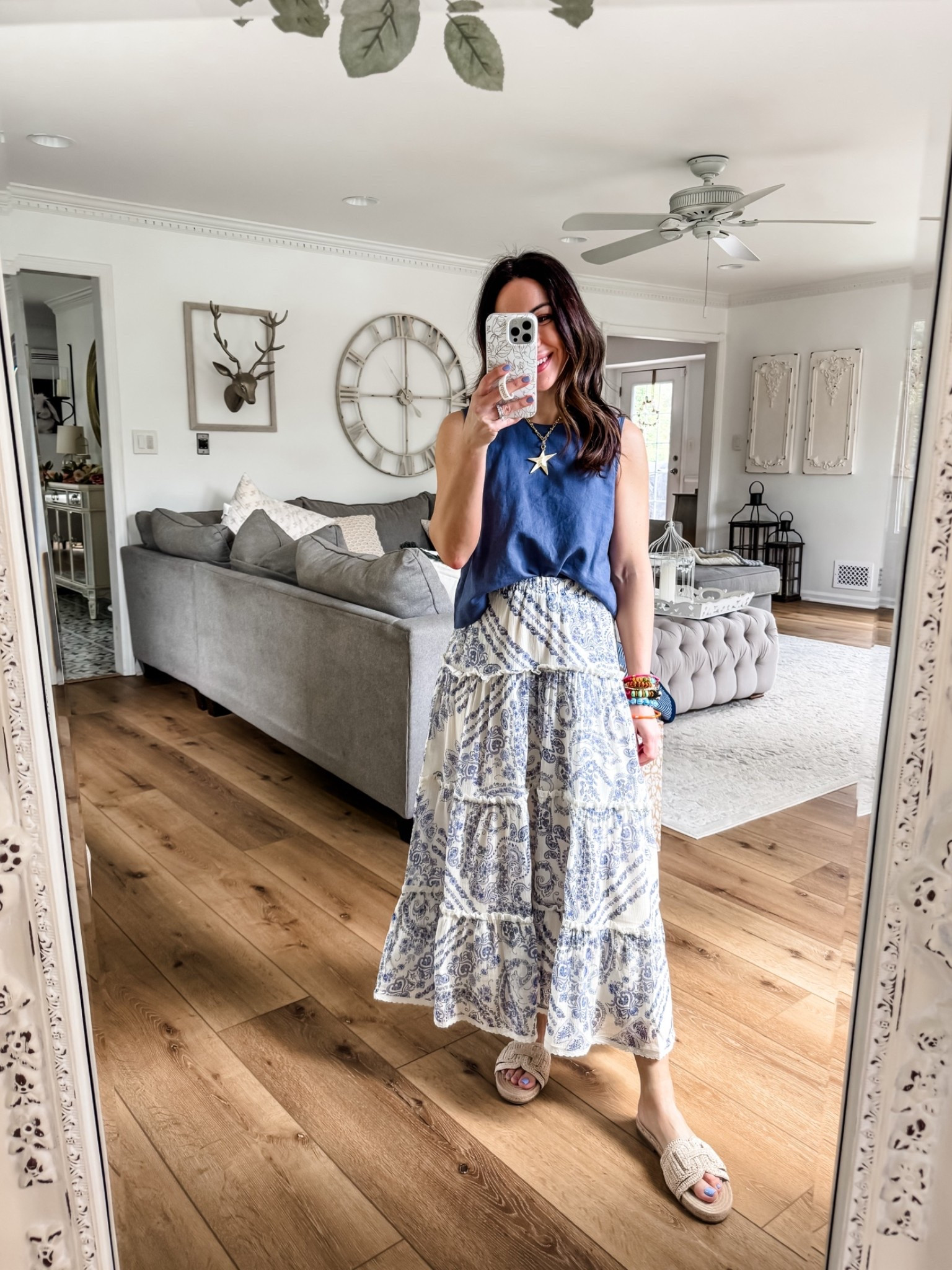 Small maxi skirt. Small tank top.

#LTKOver40