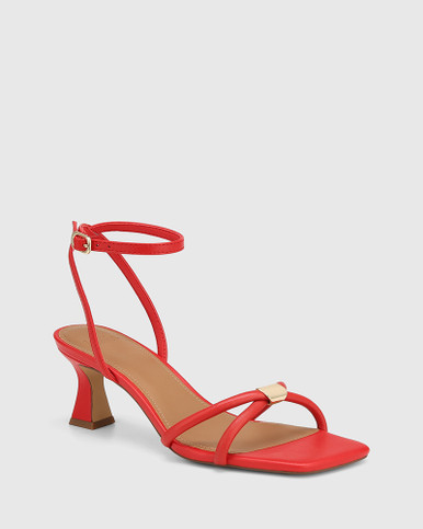 Kendall Rosso Red Leather Flared Heel Sandal | Wittner