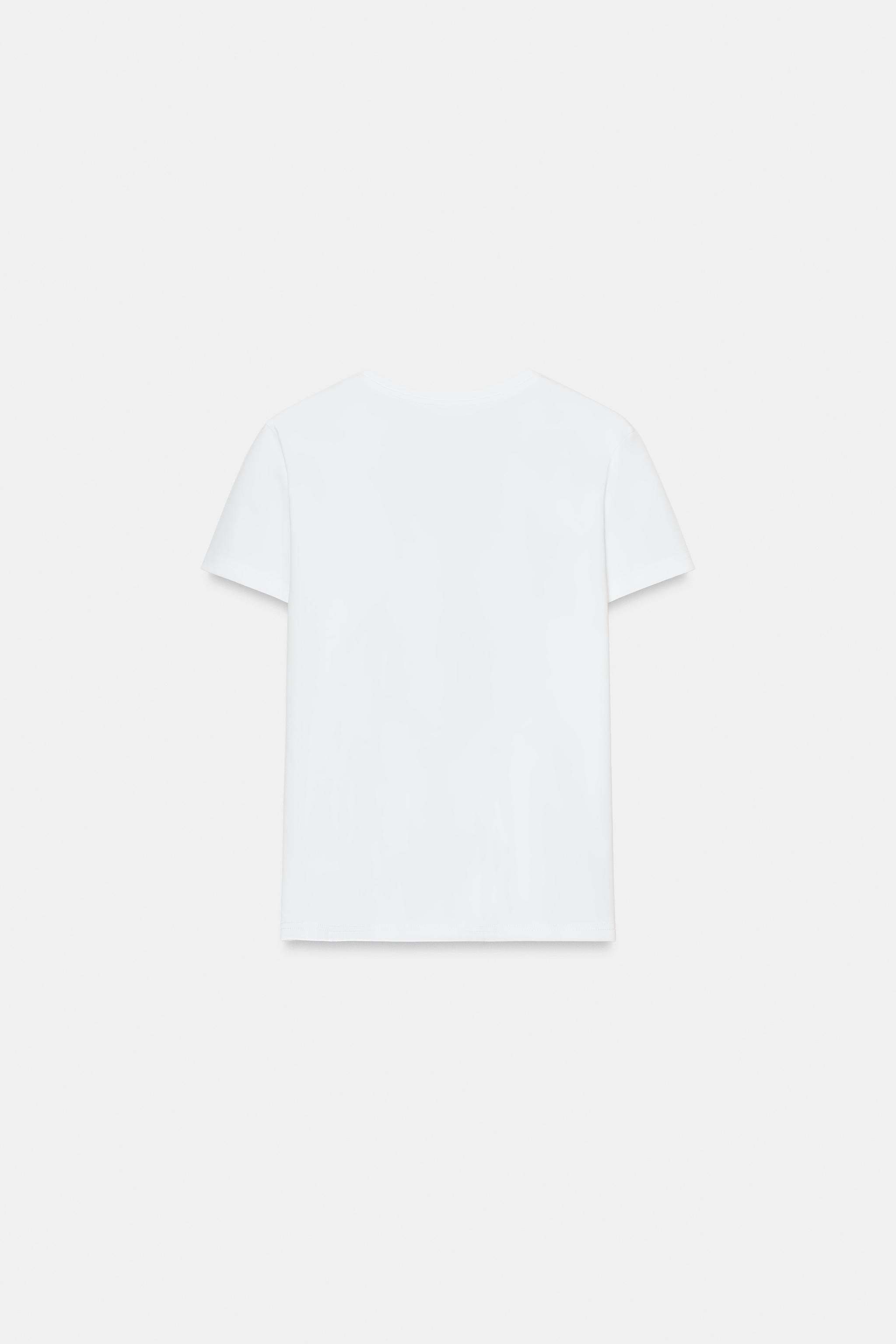 INTERLOCK V-NECK T-SHIRT | Zara UK