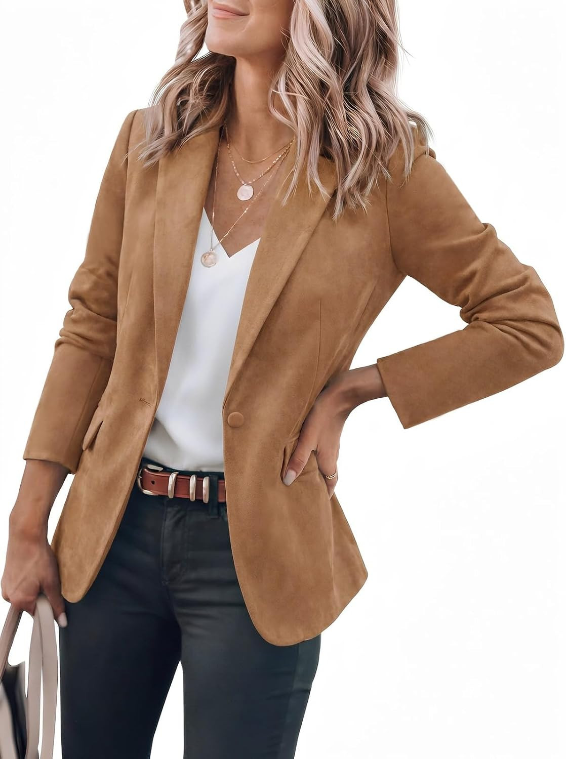 Cicy Bell Womens Faux Suede Blazers Long Sleeve Work Fall Suit Jackets | Amazon (US)