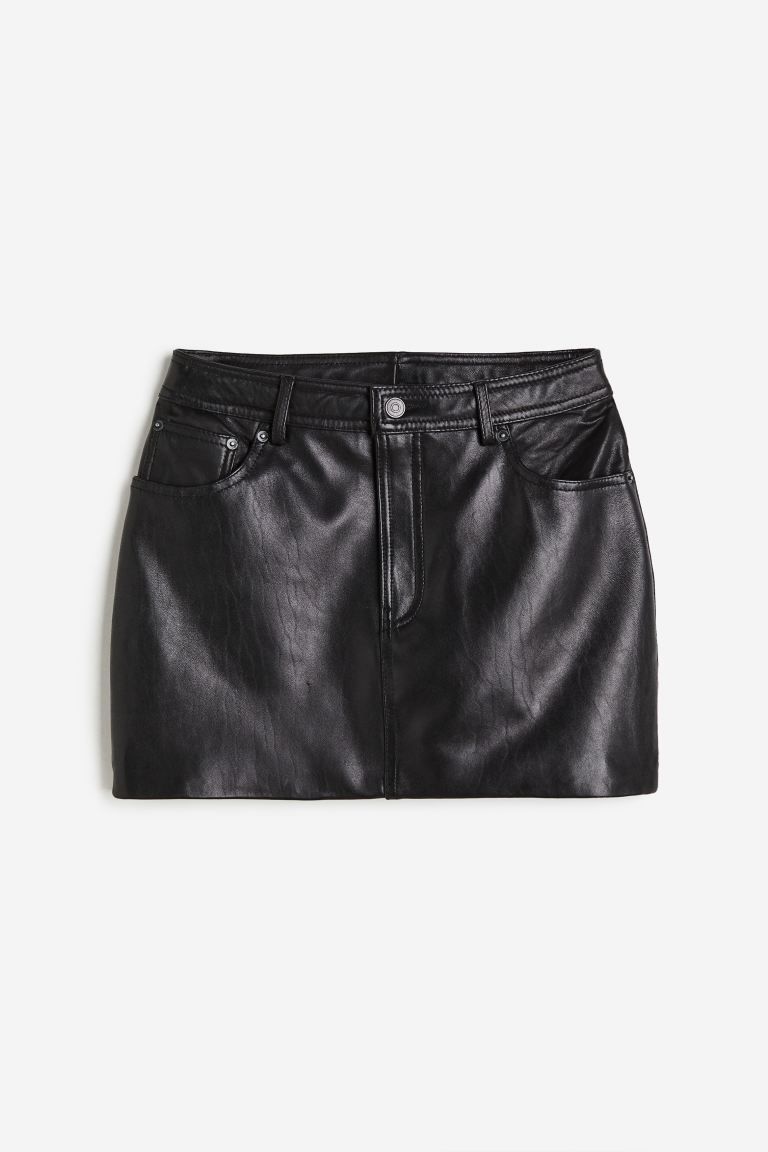 Leather mini skirt - Black - Ladies | H&M GB | H&M (UK, MY, IN, SG, PH, TW, HK)