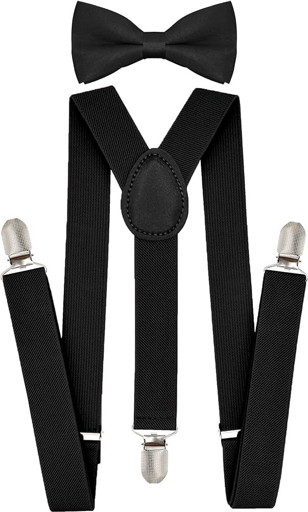 trilece Kids Boys Suspenders Bow Tie Set Adjustable Y Back Child Toddler Suspenders Bowtie | Amazon (US)