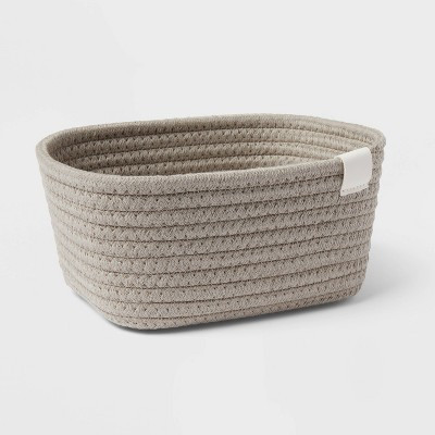 Coiled Rope Basket Gray - Brightroom™: Rectangle Decorative Storage, Polyester & Cotton, 8"x6"x4" | Target