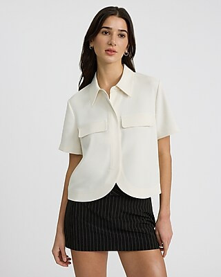 Short Sleeve Curved Hem Shirt | Express