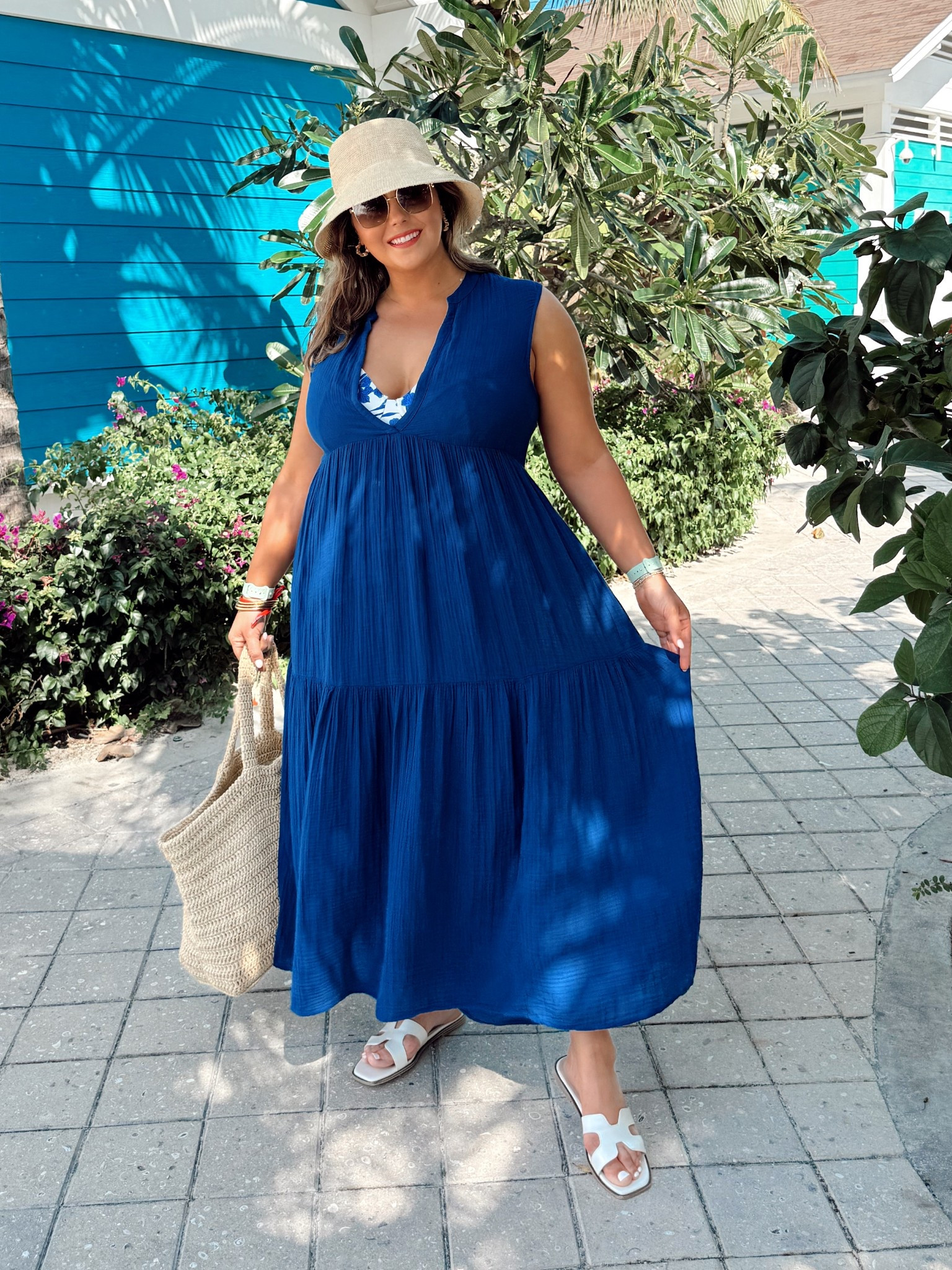 Love this summer outfit! Perfect for going from lunch to the beach or pool. Great vacation outfit. Wearing size XL in dress & 2X in swimsuit - sharing similar styles. 

#LTKSwim #LTKSeasonal #LTKMidsize