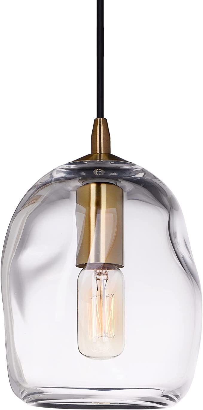 CASAMOTION Pendant Lights Modern Glass Pendant Lighting Kitchen Island Bar Counter Organic Clear ... | Amazon (US)