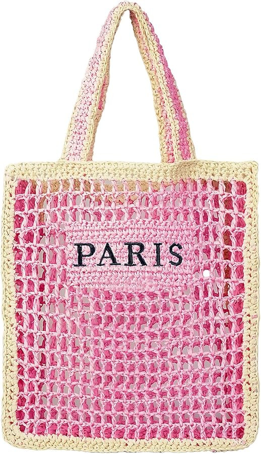Crochet Tote Bag Summer Trendy Foldable Mesh Straw Beach Bag for Women Straw Purses and Handbags ... | Amazon (US)