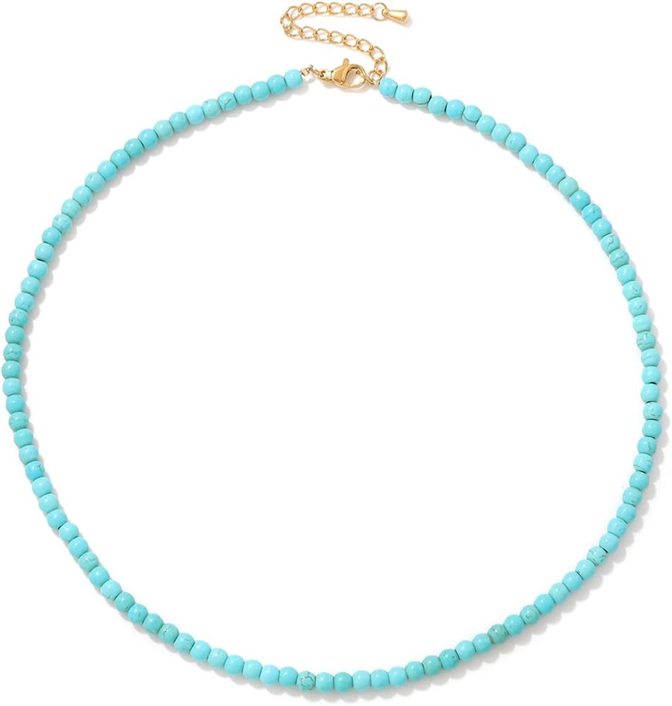 Lit Wall Crystal Necklaces for Women 4mm Handmade Natural Stone Choker Beaded Necklace Gemstone N... | Amazon (US)