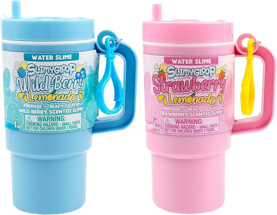 Lemonade Tumbler Bundle, 2-Pack Scented Slimes - Blue Raspberry & Pink Strawberry, Kids Slime Par... | Amazon (US)