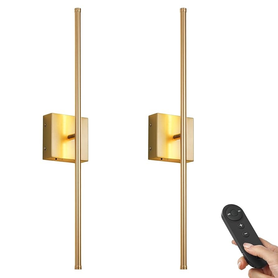Battery Operated Wall Sconces with Remote Control, Dimmable Wall Sconces Set of Two, 350°Rotate,... | Amazon (US)