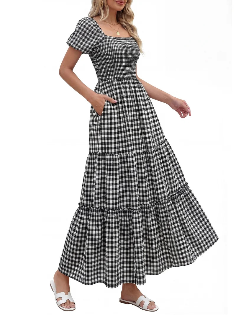 Women\u2019s Pretty Garden SHORT SLEEVE MINI CAP DRESS - PUFF SLEEVE DRESS | Walmart (US)