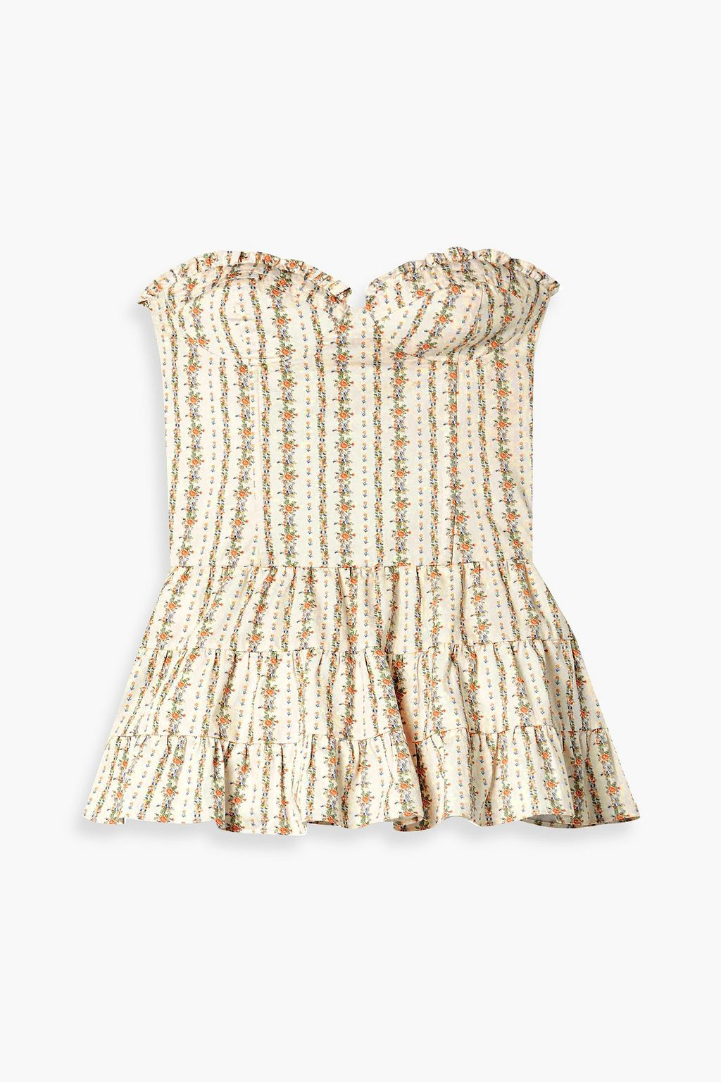 Shosha strapless tiered floral-print cotton mini dress | The Outnet (APAC)