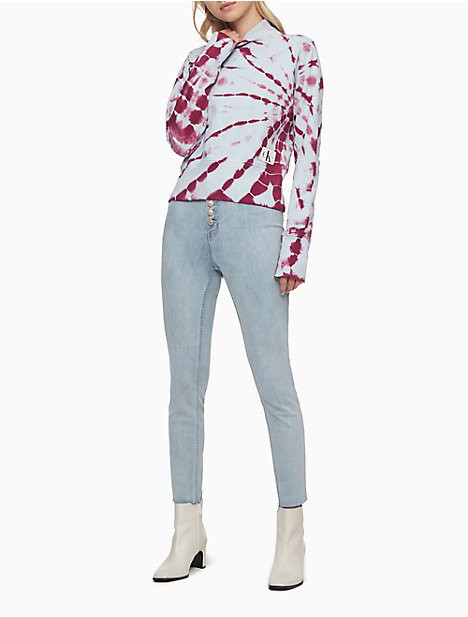 Tie-Dye Dream Catcher Mock Neck Cropped Sweatshirt | Calvin Klein (US)