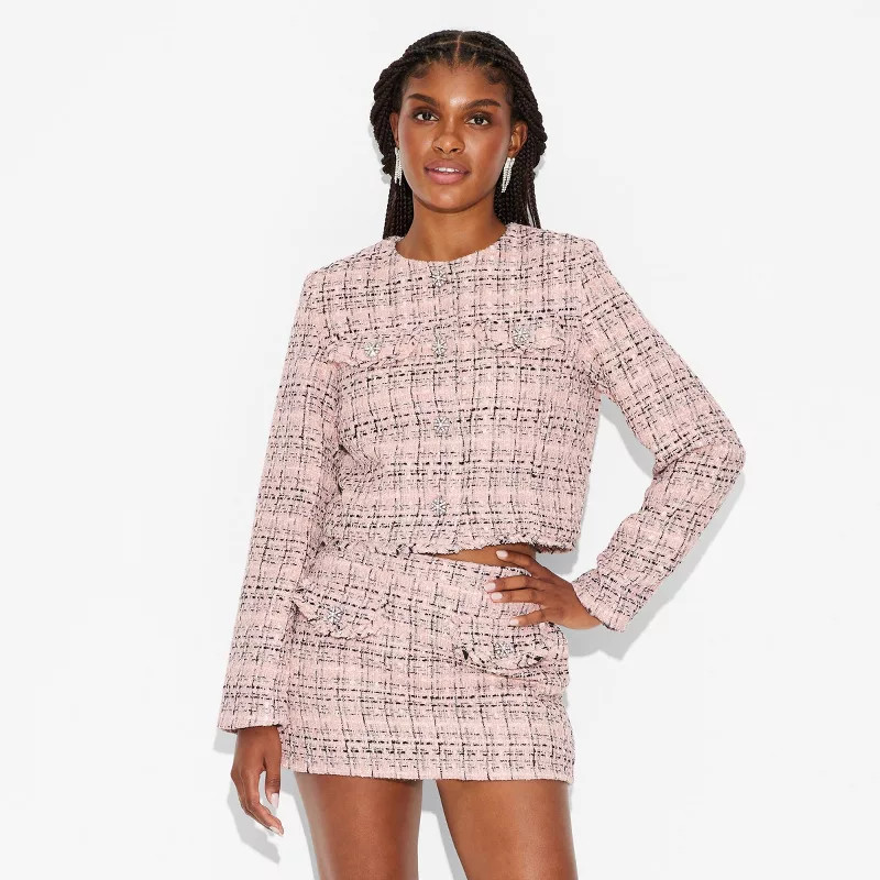Women's Tweed Boucle Lady Jacket - Wild Fable™ Pink | Target