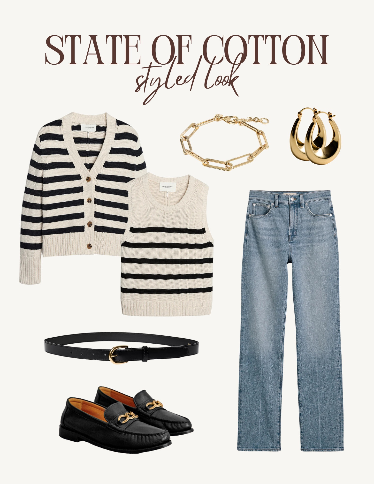 I am loving this State of Cotton striped cardigan and tank top together. They’re perfect for layering in cooler or warmer weather because they’re 100% cotton. Pair with these Sezane loafers for extra style and comfort!

#LTKShoeCrush #LTKStyleTip #LTKWorkwear