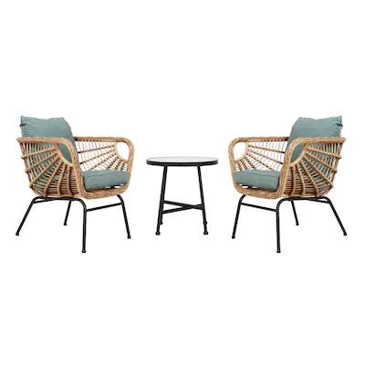 Origin 21 Sarasota Key 3-Piece Wicker Patio Conversation Set with Green Cushions | Lowe's