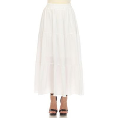 White Mark Women's Pleated Tiered Maxi Skirt | Belk