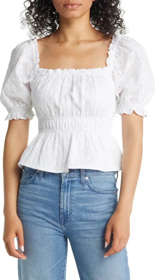 1.STATE Eyelet Peplum Cotton Top | Nordstrom | Nordstrom