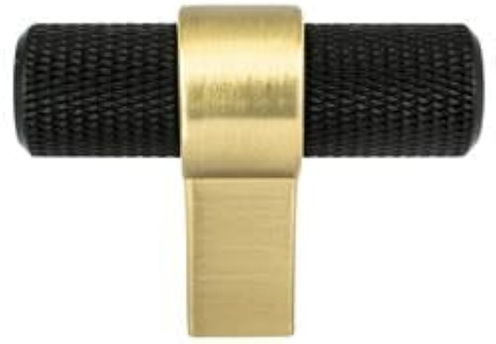 2 in. Radial Reign T-Shape Cabinet Knob Matte Black & Modern Brushed Gold | Amazon (US)