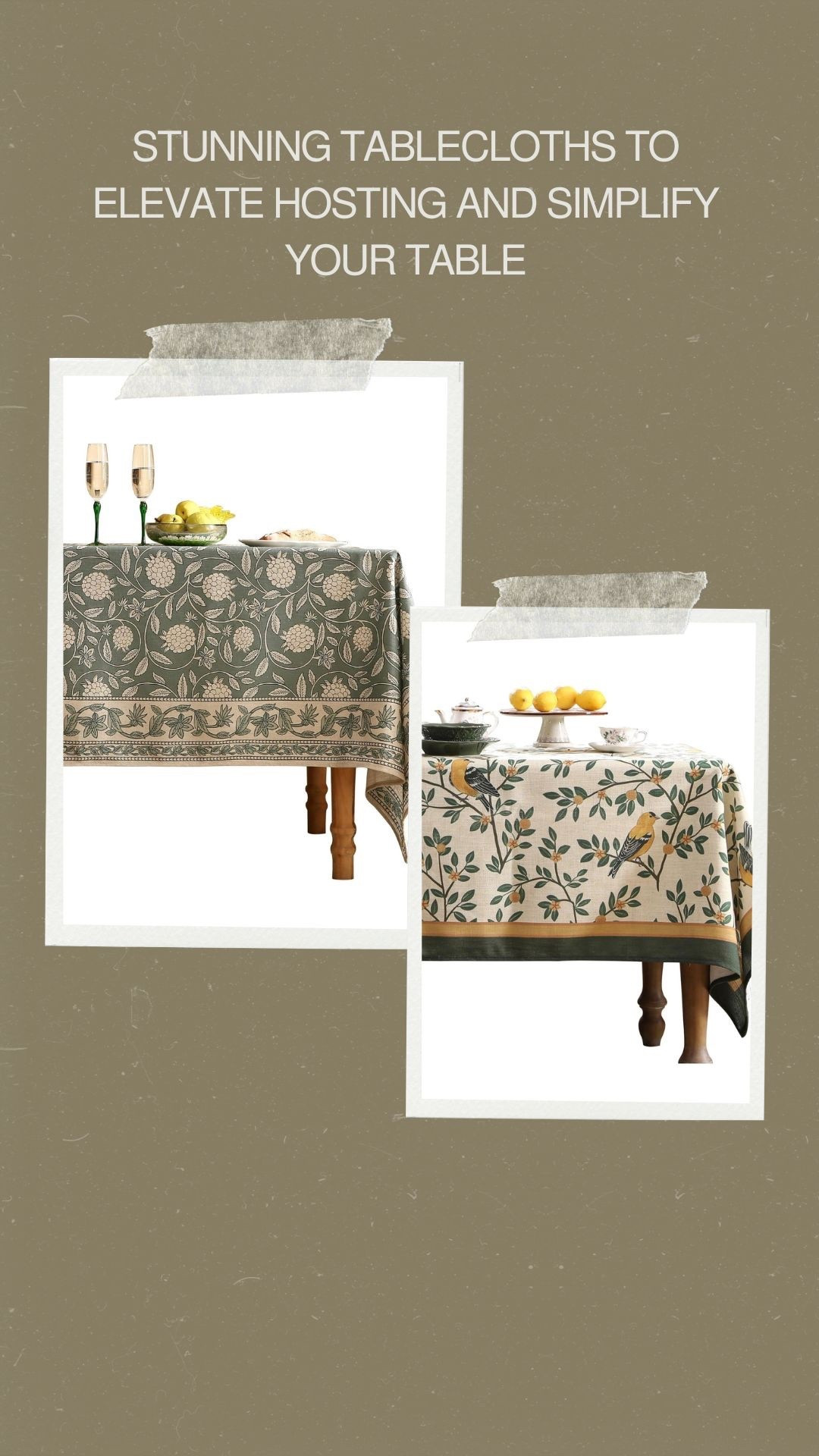 Love a beautiful table cloth to draw the eye in and to keep the centerpiece simple! Think a simple bouquet, a few candles, and your favorite dishes  